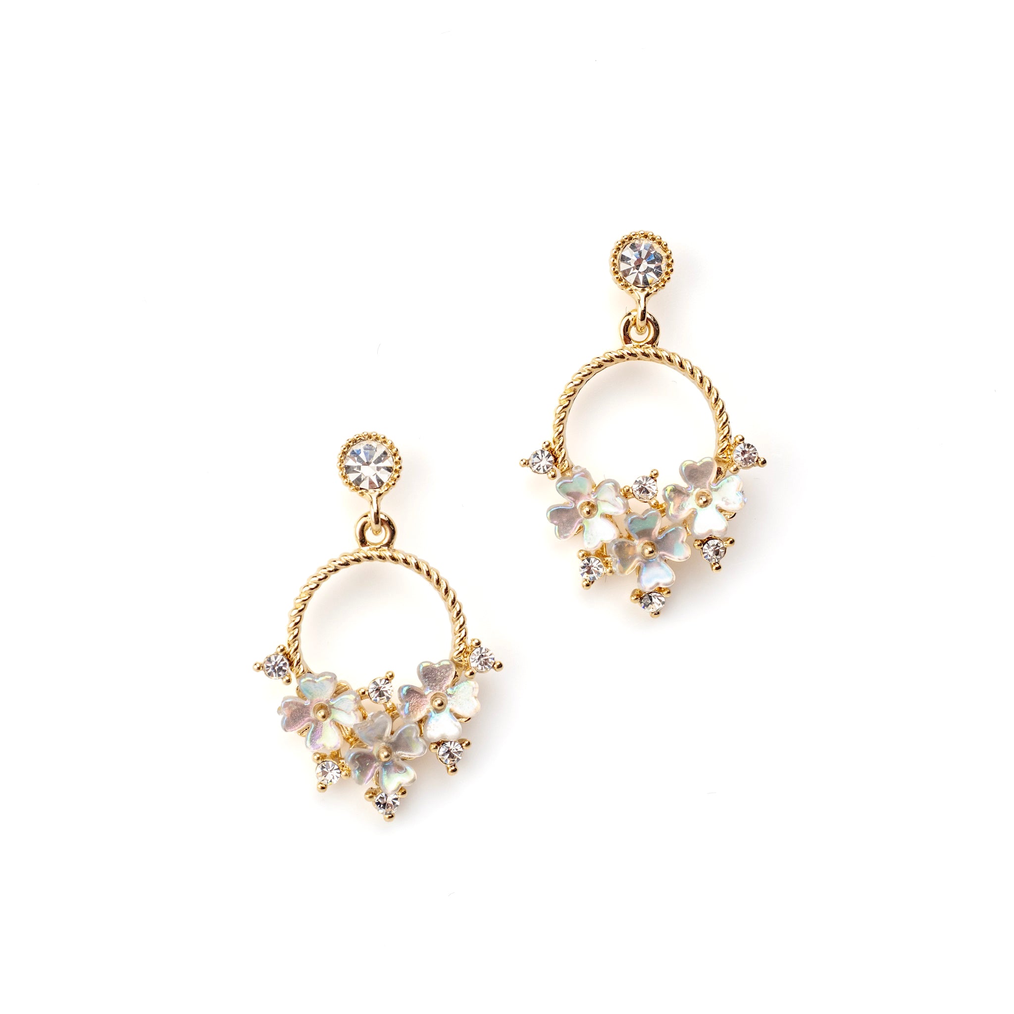 フラワーピアス B パールホワイト