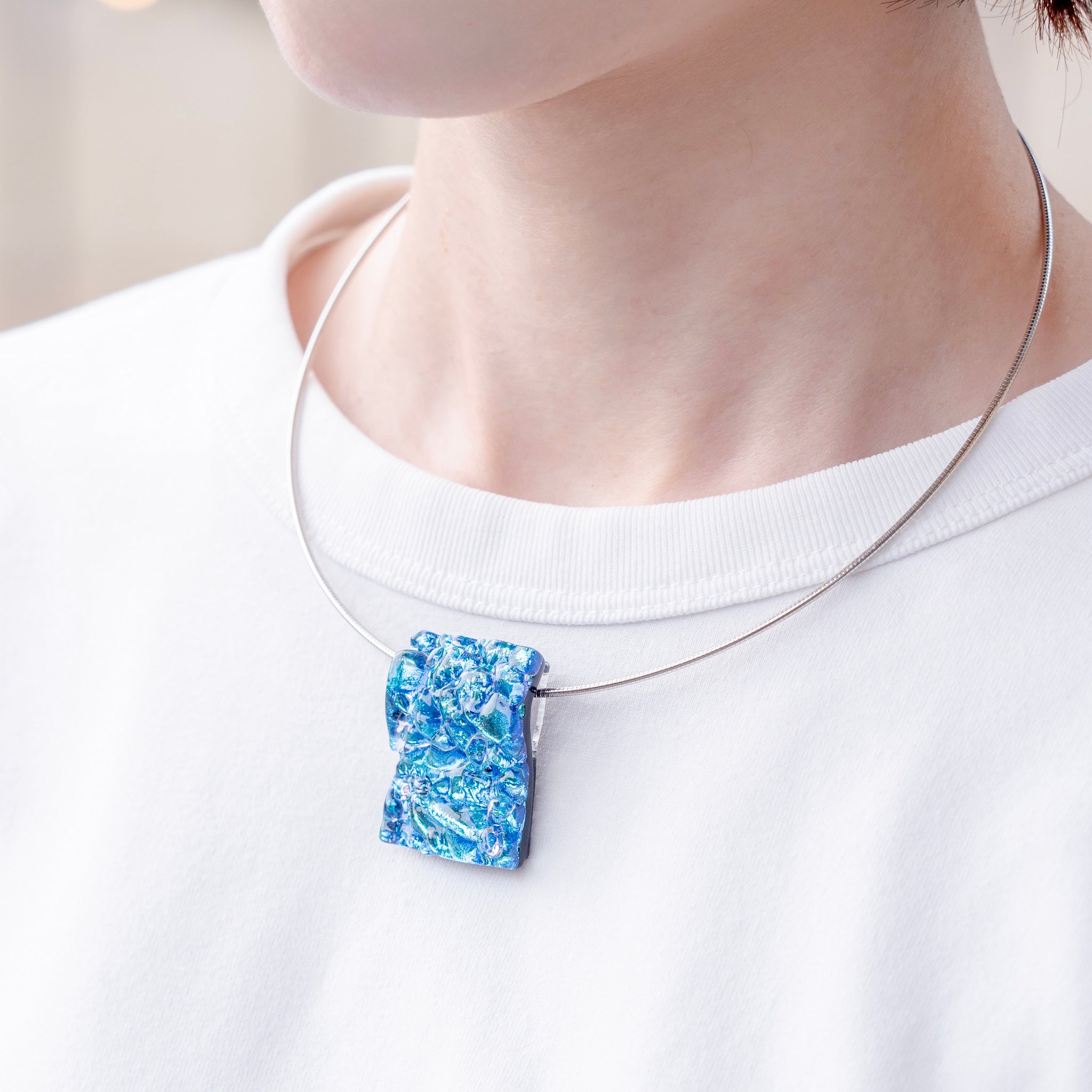 リフレクトネックレス Lサイズワイヤー ライトブルー