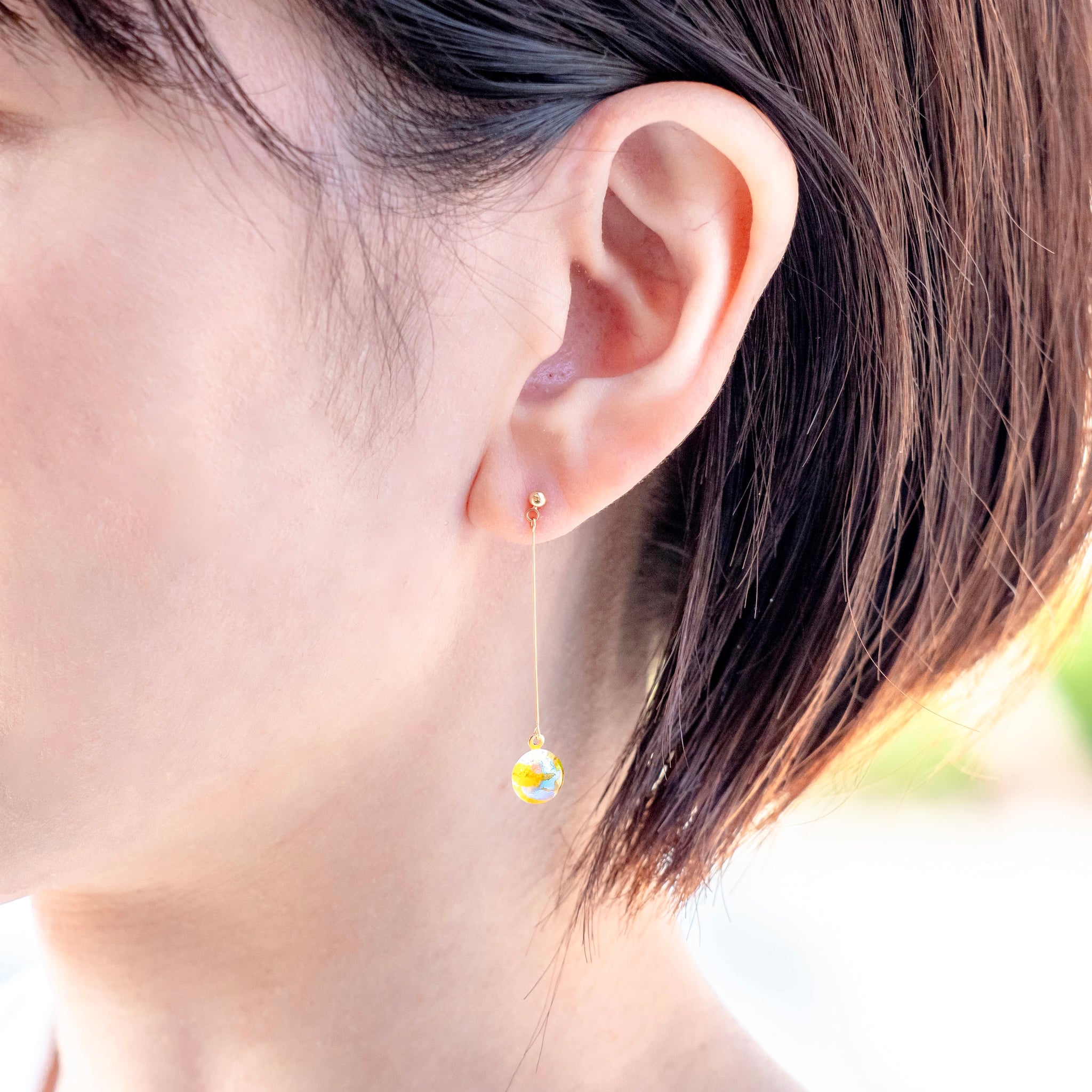 音のしずく ロングピアス イエロー