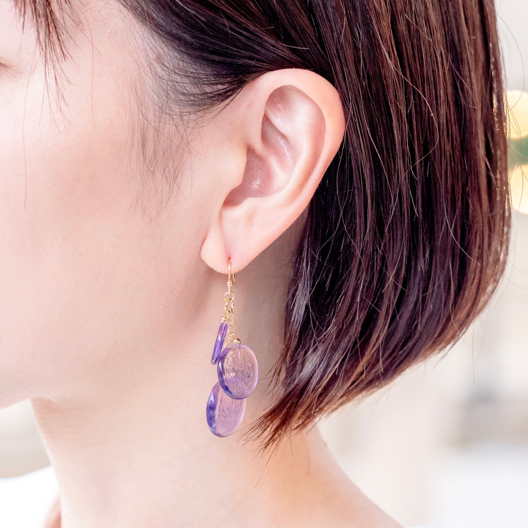 おはじき ピアス・イヤリング トワイライトパープル