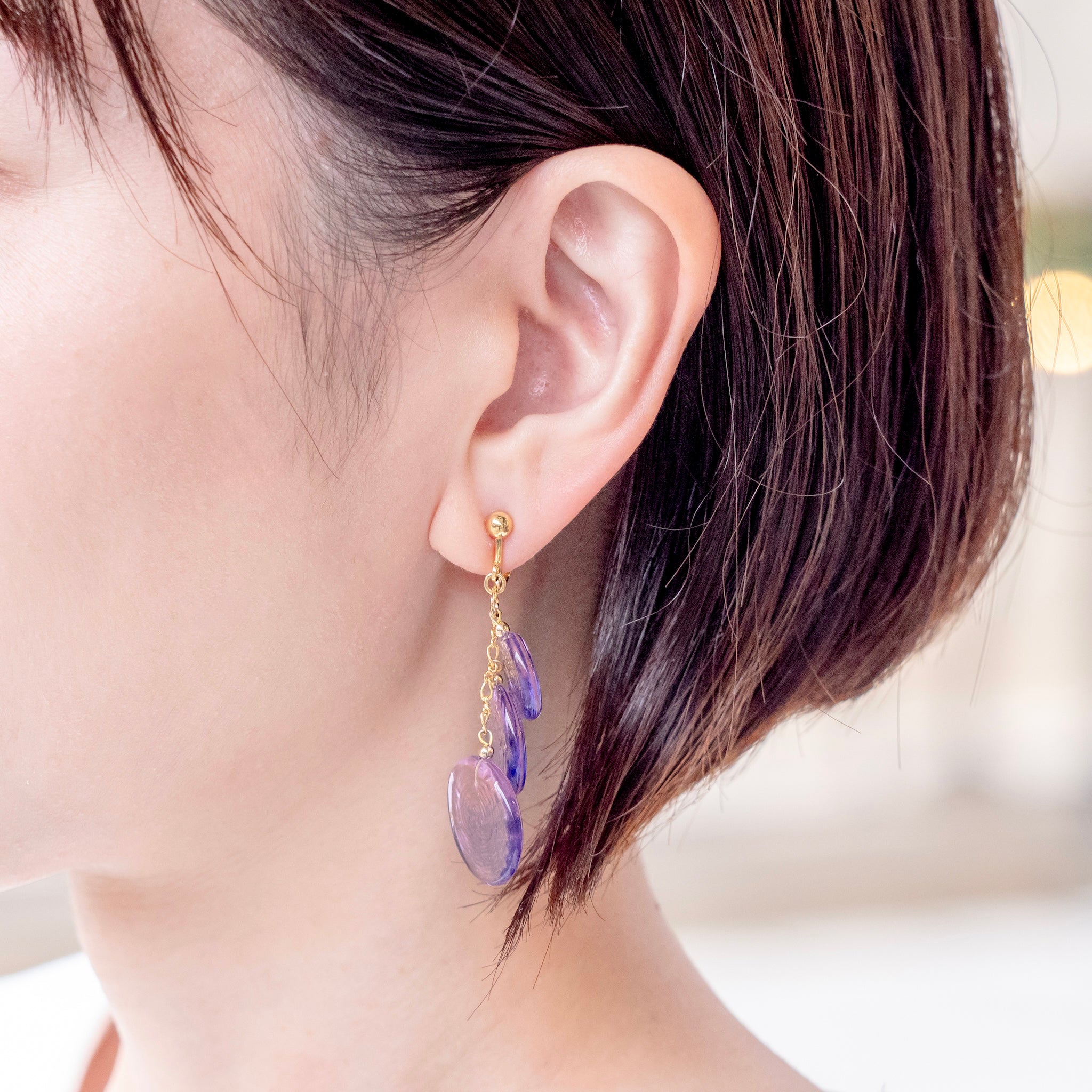 おはじき ピアス・イヤリング トワイライトパープル