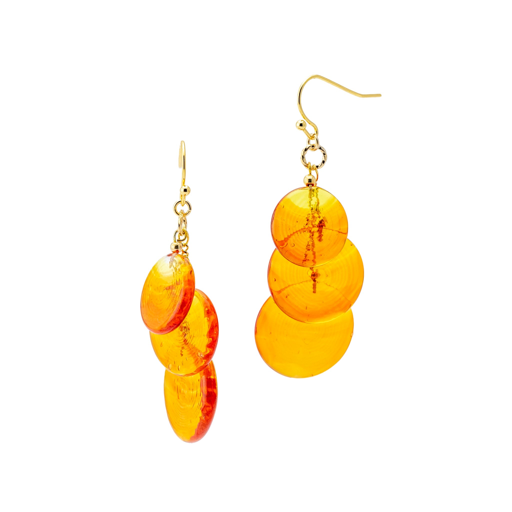 おはじき ピアス・イヤリング オレンジレッド